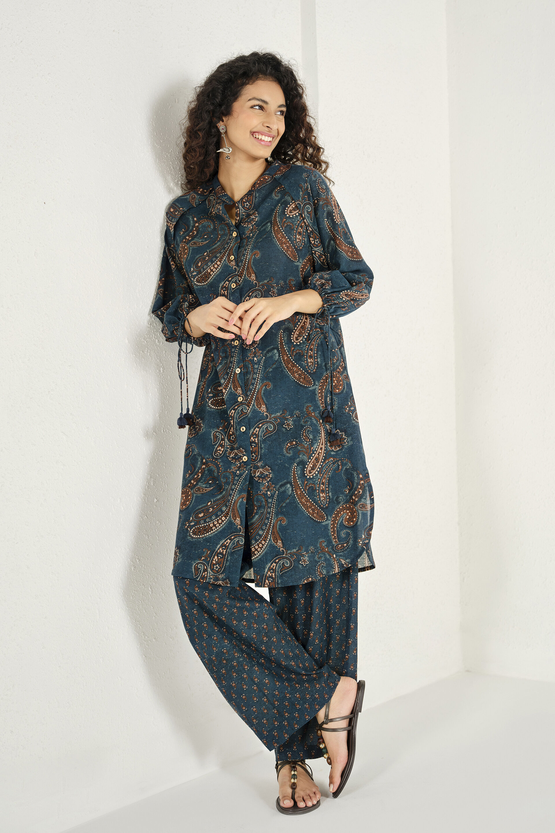 Printed Kurta Set in Indigo